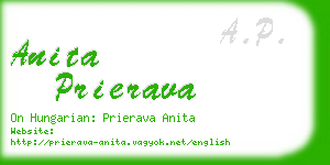 anita prierava business card